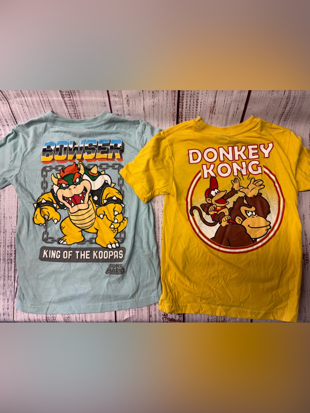 Nintendo Yellow Donkey Kong Kids Tee & Light Blue Bowser Graphic Set